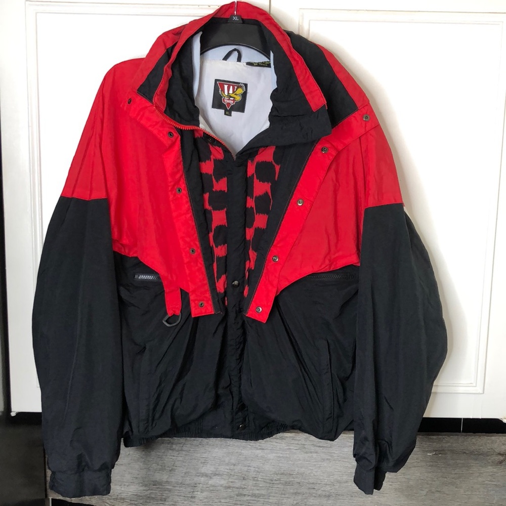 Vintage Winston Cigarettes Racing Jacket Men Full Zip Pit Crew Size 2XL USA